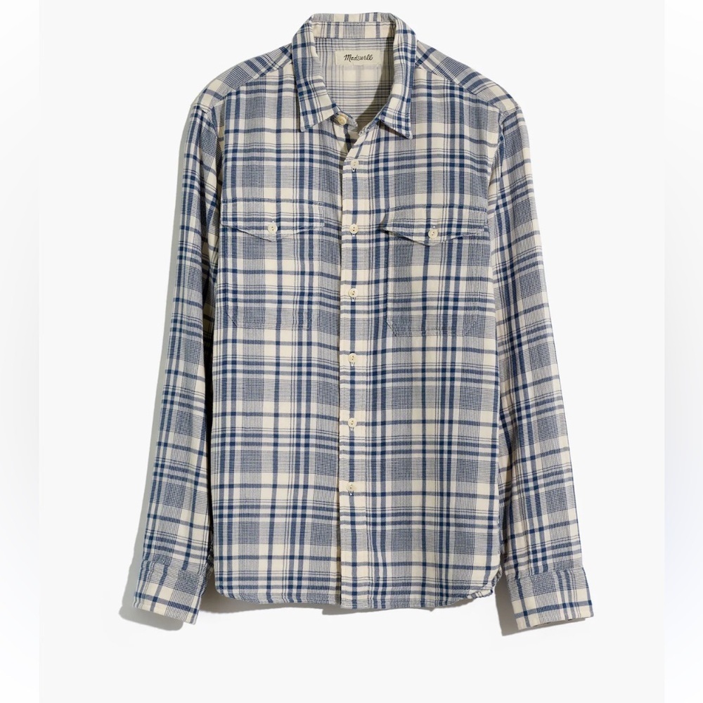 Madewell Plaid Cotton Button Down Long Sleeve Shirt Blouse sz L